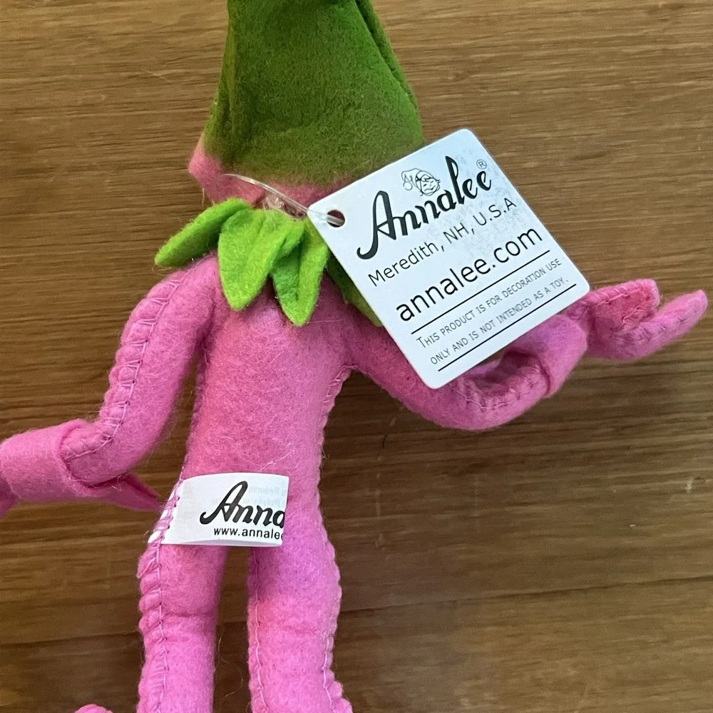 NWT Annalee 2022 Spring Flower Elf Doll  Pink Green 75th Display Card Whimsy